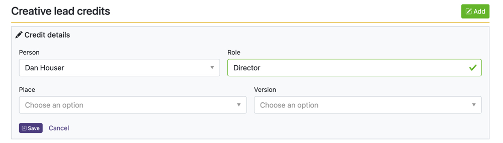 The staff credit form